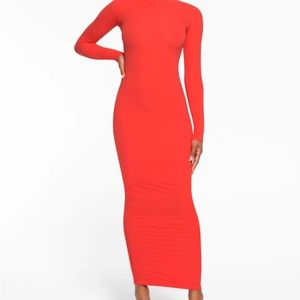 SKIMS FITS EVERY BODY DRESS POPPY